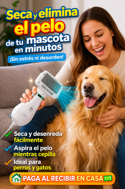 🐾 Cepillo Secador 2 en 1 🐶 | Elimina pelos y desorden al instante 🚫 | Paga en casa 💵