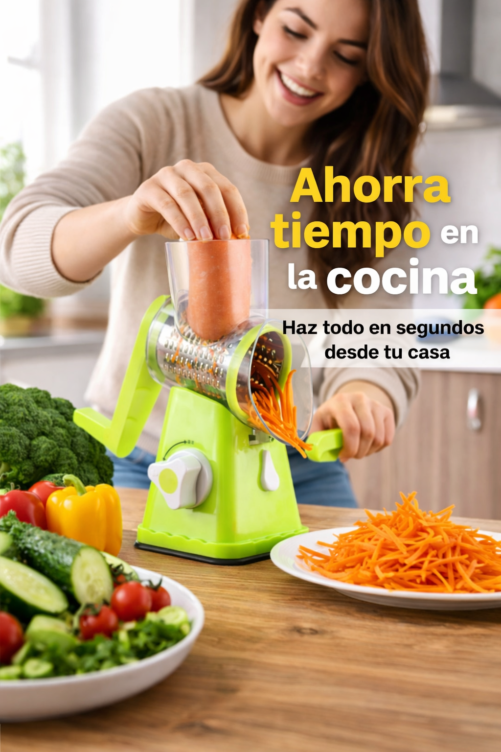 Cortador de Verduras 3 en 1✅ Corta, Ralla y Rebana en Segundos ✅ Paga al Recibir