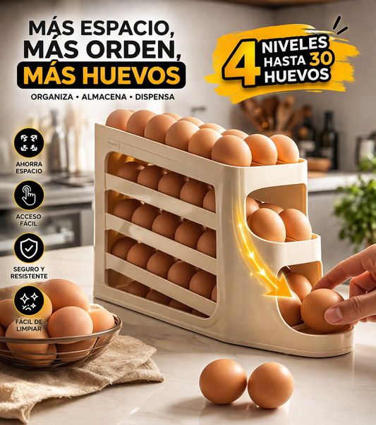 Dispensador de Huevos 4 Niveles ✅ Ahorra Espacio y Mantén tu Refrigerador Ordenado ✅ Oferta Hoy