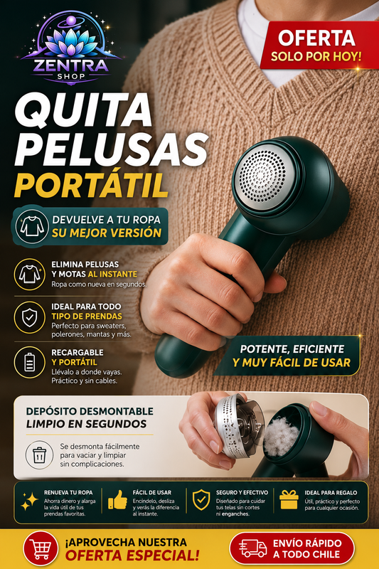 Quita Pelusas Portátil ✅ Ropa como nueva en segundos ✅ Paga en Casa